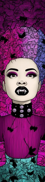 Free vampire bookmark featuring a magenta vampire